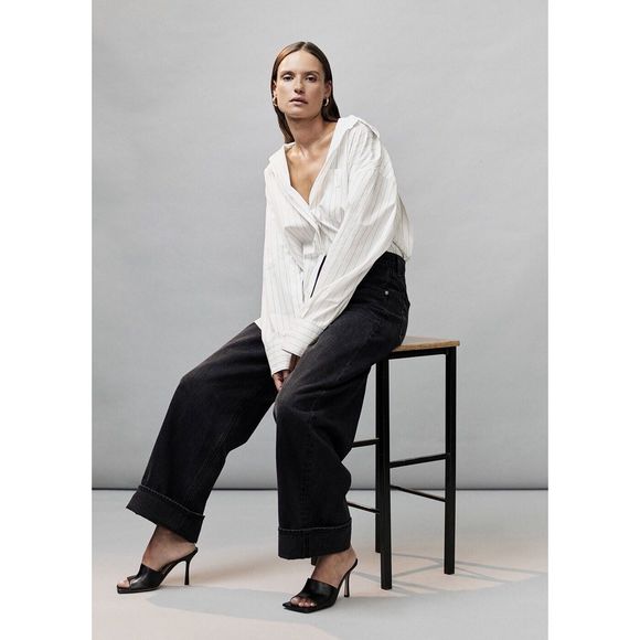 NWT CITIZENS of Humanity Cocoon Shirt In Bitter Chocolate Stripe Size Small Top - Picture 1 of 12